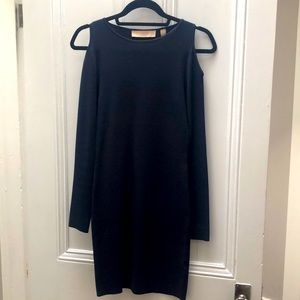 Keepsake Navy Long Sleeve Open Shoulder Dress